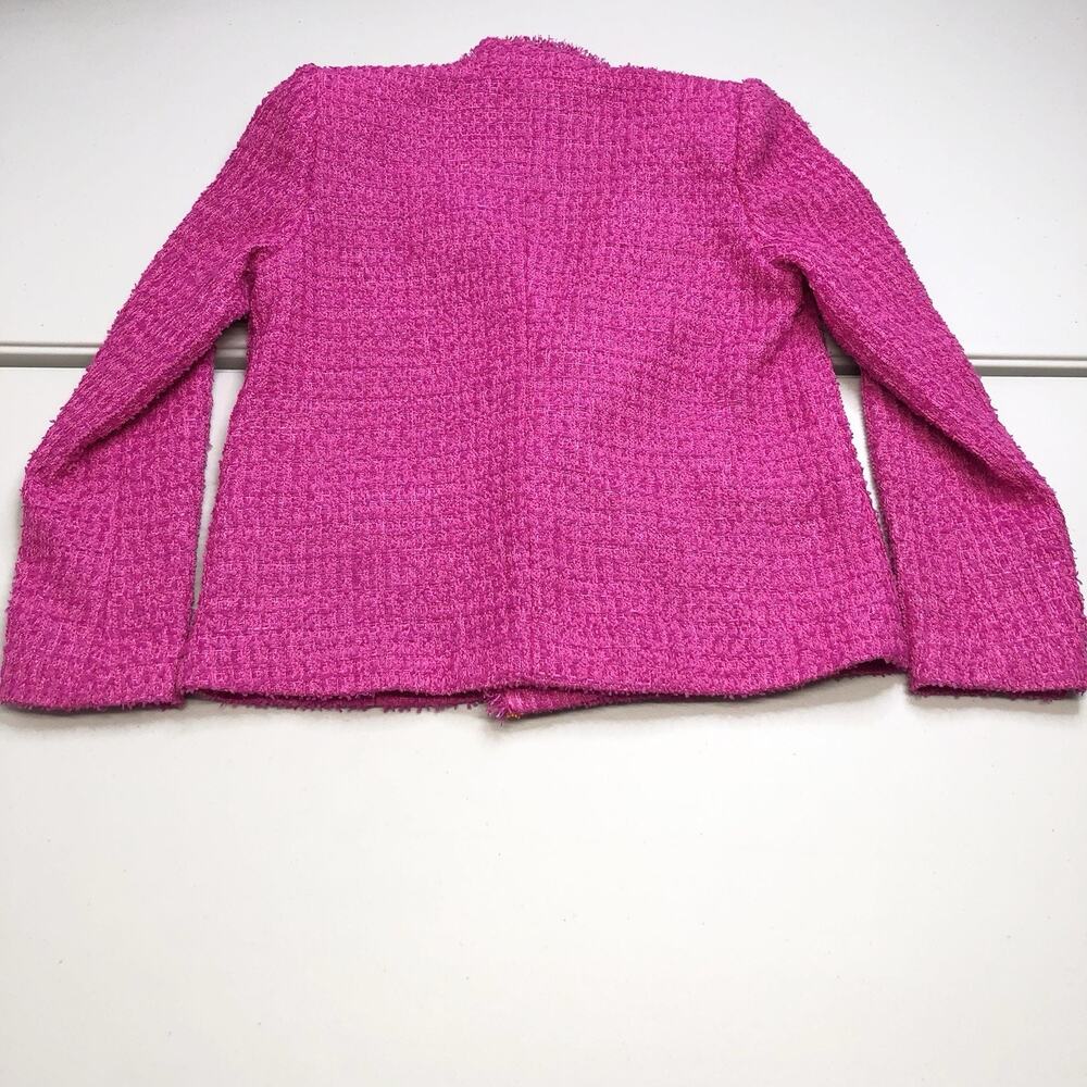 L'AGENCE Hot Pink Tweed Double-Breasted Blazer with Orange Trim - Picture 13 of 13